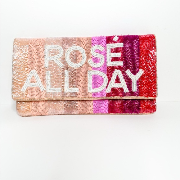 Multicolor “Rose’ All Day” Beaded Clutch‎ Bag